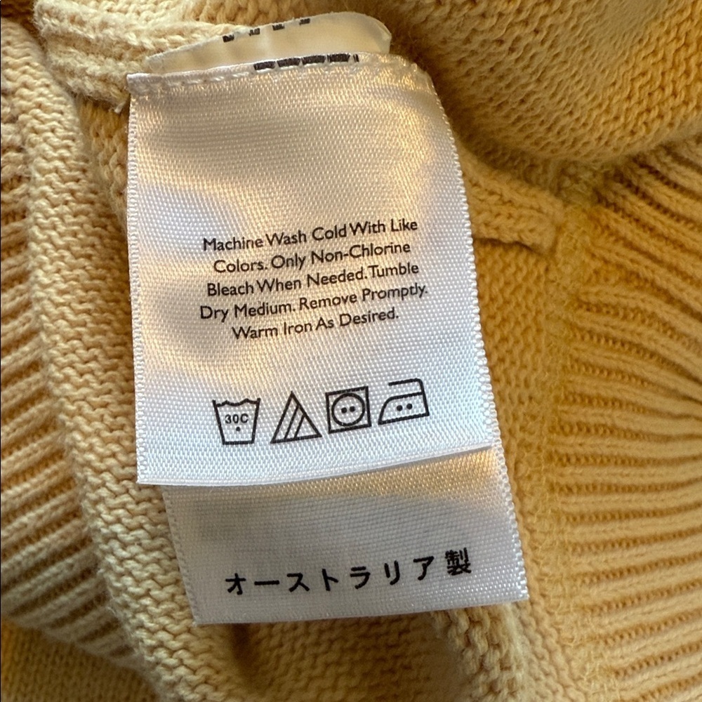 Eddie Bauer Vintage 90s Yellow Chunky Grandpacore Fisherman Men’s Cotton Sweater - Picture 10 of 10